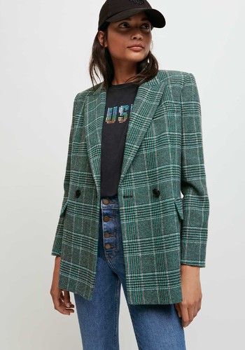 Double-Breasted Check Jacket from Maje