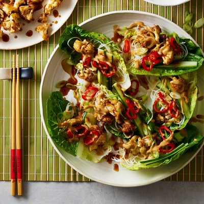 Lizzie Mabbott’s Sweet Hoisin Cauliflower With Glass Noodles & Lettuce Cups