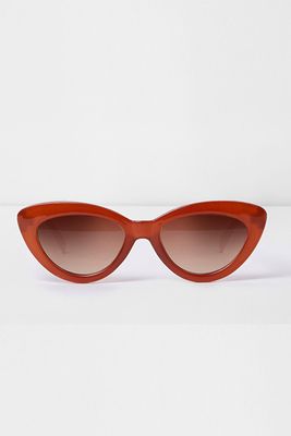 Dark Orange Cat Eye Tinted Lens Sunglasses