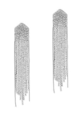 Feathered Crystal-Embellished Drop Earrings from Fallon