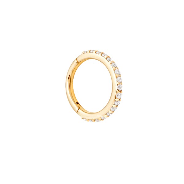 Solid Gold Crystal Piercing Hoop