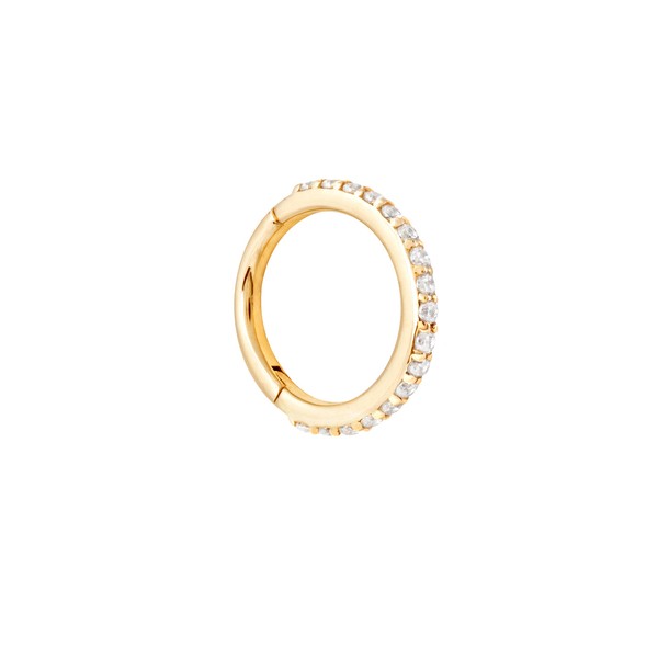 Solid Gold Crystal Piercing Hoop