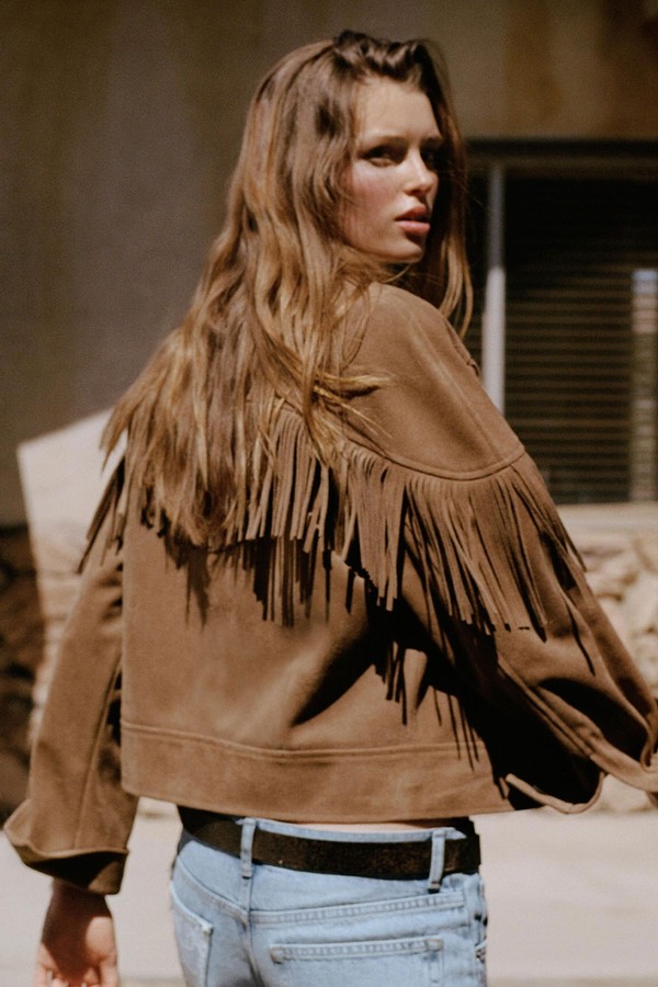 Faux Suede Fringed Jacket from ZARA