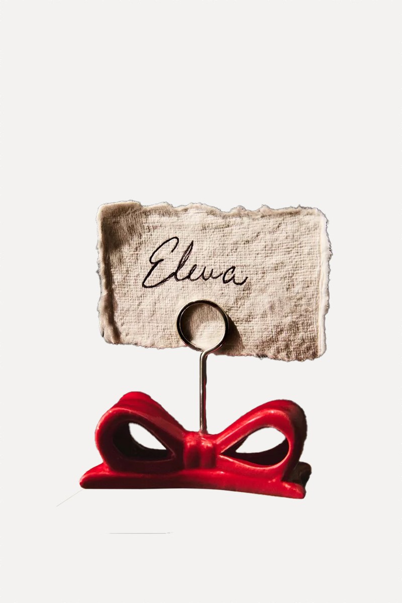 Set Of 4 Christmas Bow Place Card Holders