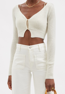 Alzou Cropped Mohair-Blend Cardigan