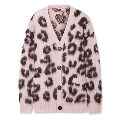 Oversized Leopard Print Mohair Blend Cardigan from Miu Miu