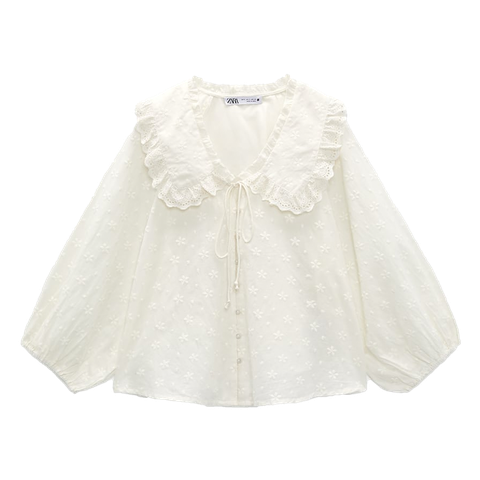 Embroidered Blouse With Peter Pan Collar, £27.99 | Zara