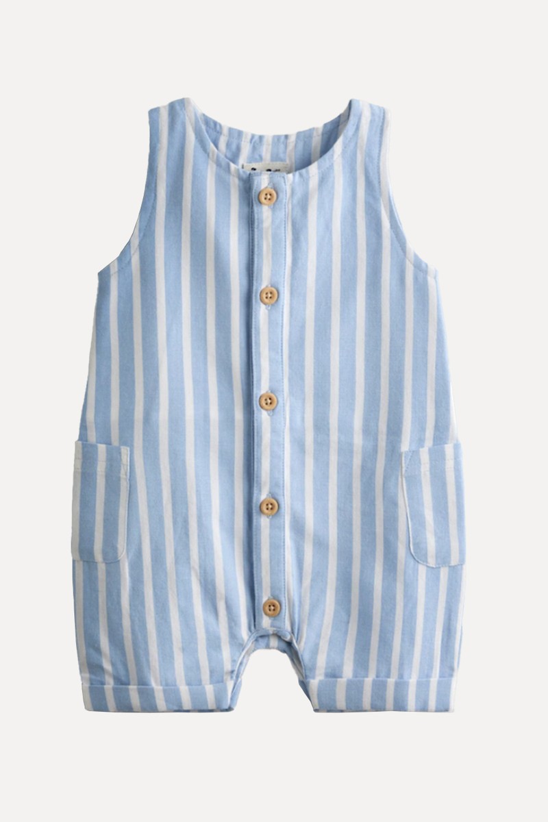 Button Front Stripe Romper from JoJo Maman Bébé