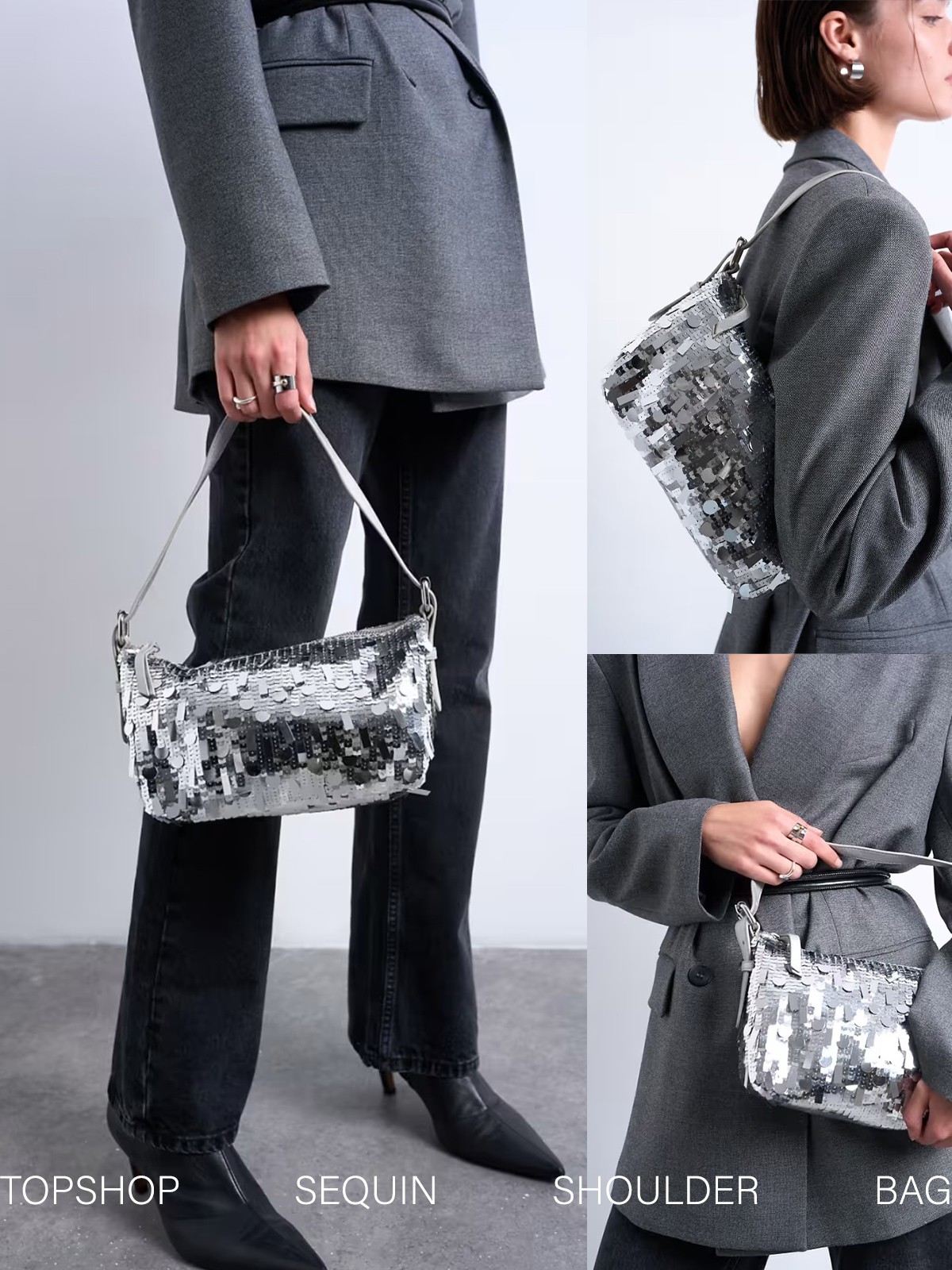 Sol Shoulder Sequin Bag With Leather Handle from  Topshop