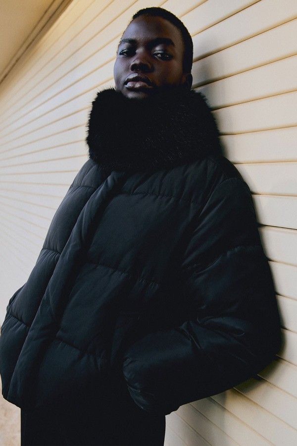 Short Padded Anorak With Fur Collar