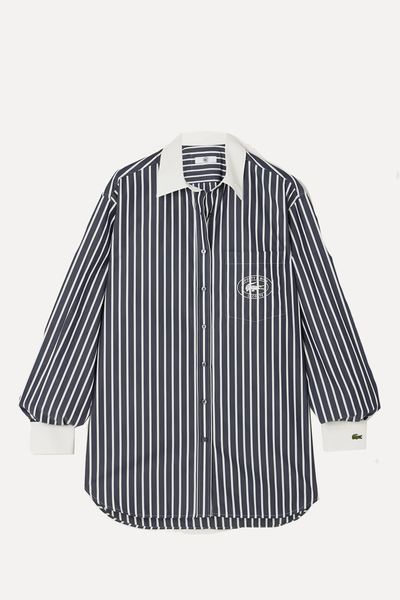 Embroidered Striped Cotton-Poplin Shirt from Sporty & Rich