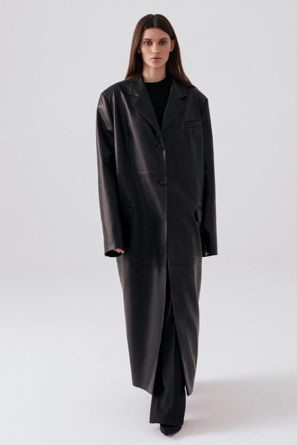 Faux Leather Maxi Trench Coat from Bazilika