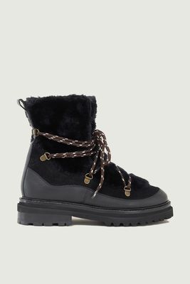 Leather Hiker Faux Fur Trim Ankle Boots  from White Stuff