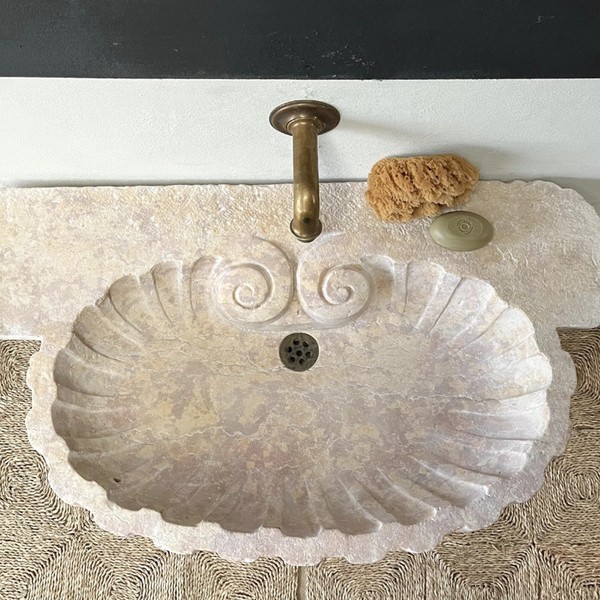 17th Century Scallop Shaped Marble Sink from The Marble Dog