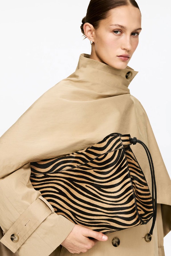 Zebra-Print Leather Shoulder Bag from ARKET