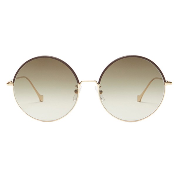 Round-Frame Leather-Trimmed Sunglasses from Loewe