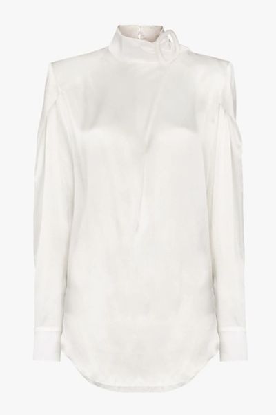 High Neck Buckled Silk Blouse from Matériel