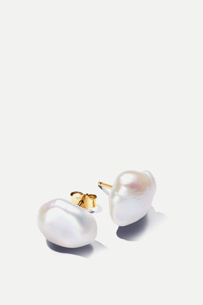 Baroque Treated Freshwater Cultured Pearl Stud Earrings