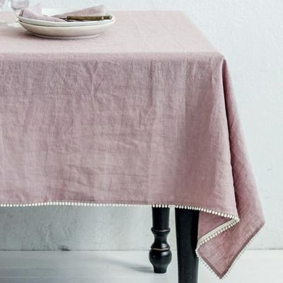 Pom Pom Trim Linen Tablecloth from Magic Linen 