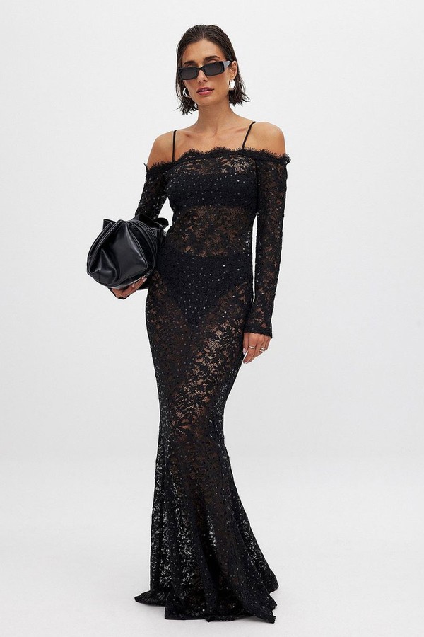 Lace Sequin Maxi Dress from NA-KD