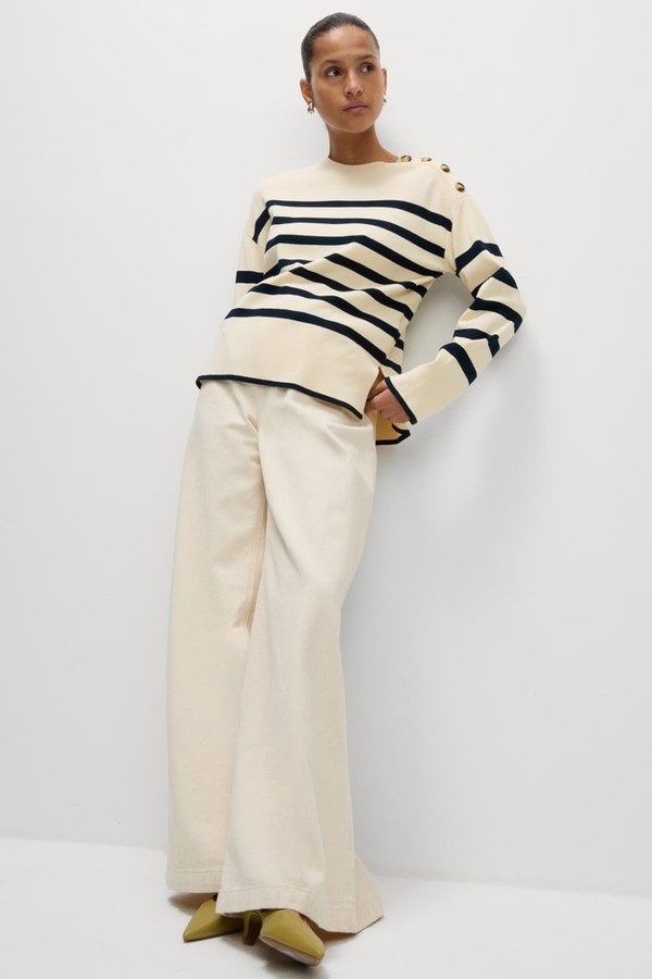 Striped Crew Neck Fitted Jumper