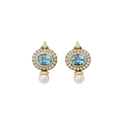 Aquamarine and Diamond Valois Earrings