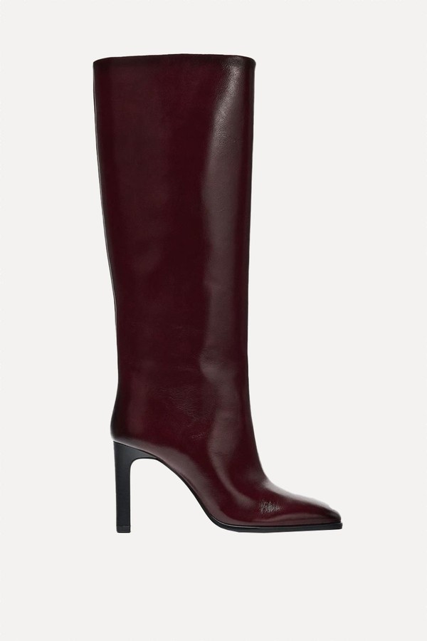 x from Leather Block Heel Boots, £129 | Zara