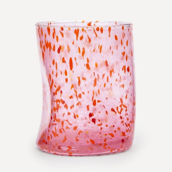 Pink Base Orange Splatter Glass from By Alice