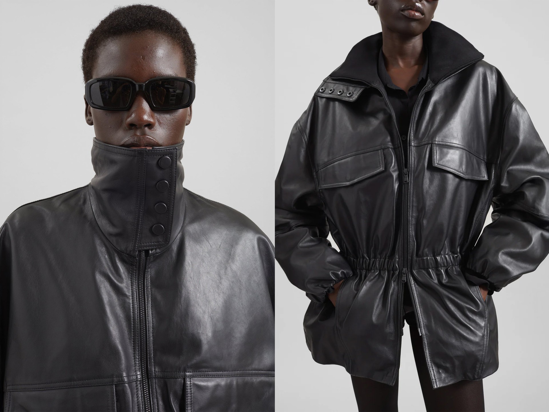 Carnaby Funnel Neck Leather Jacket
