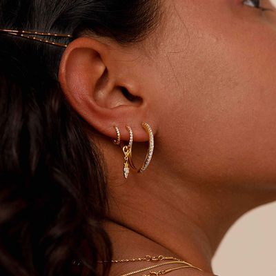 Single Dia Base Hoop In Gold from Astrid & Miyu