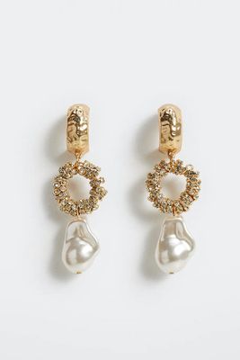 Pearl-Effect Crystal Earrings