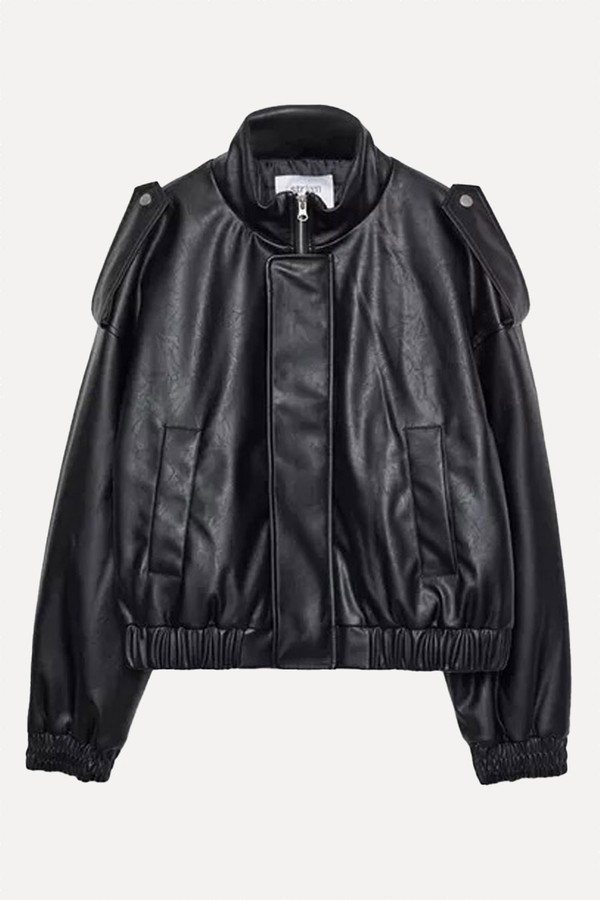 Faux Leather Bomber Jacket from Stradivarius