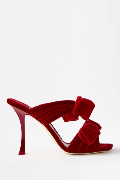 Flaca 100 Bow-Tied Velvet Mules from Jimmy Choo