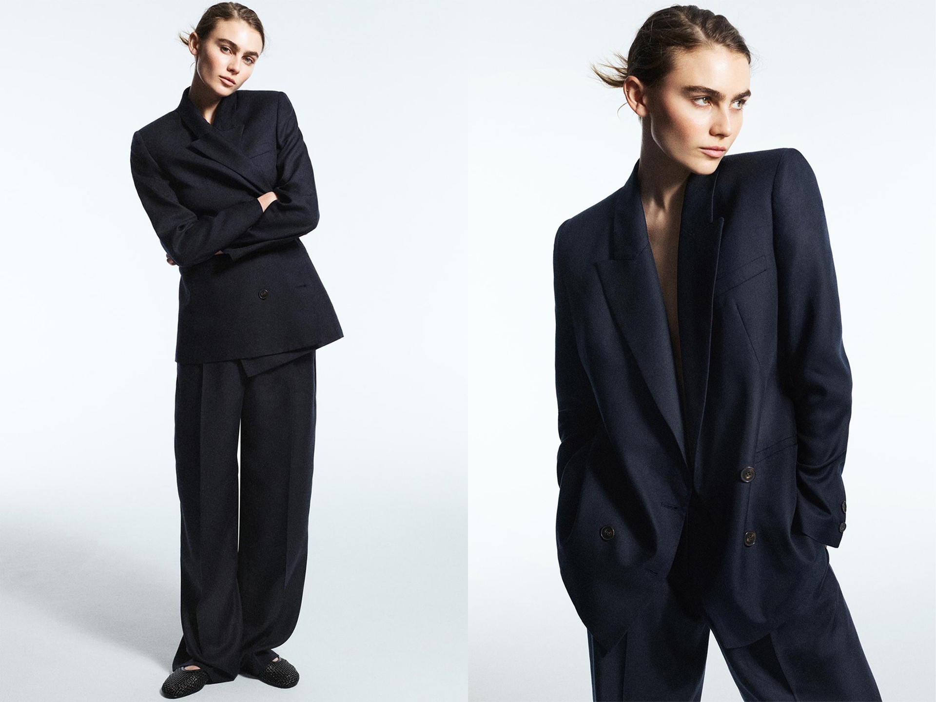 Double-Breasted Blazer With Elbow Patches