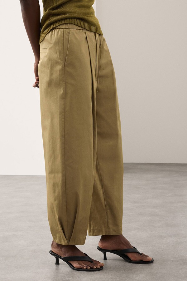Pure Cotton Drawstring Barrel Trousers