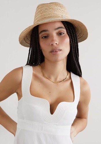 Virginie Painted Raffia Fedora from Maison Michel