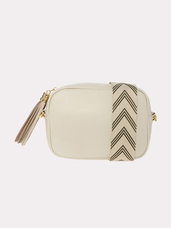 Cream Grained Crossbody Bag