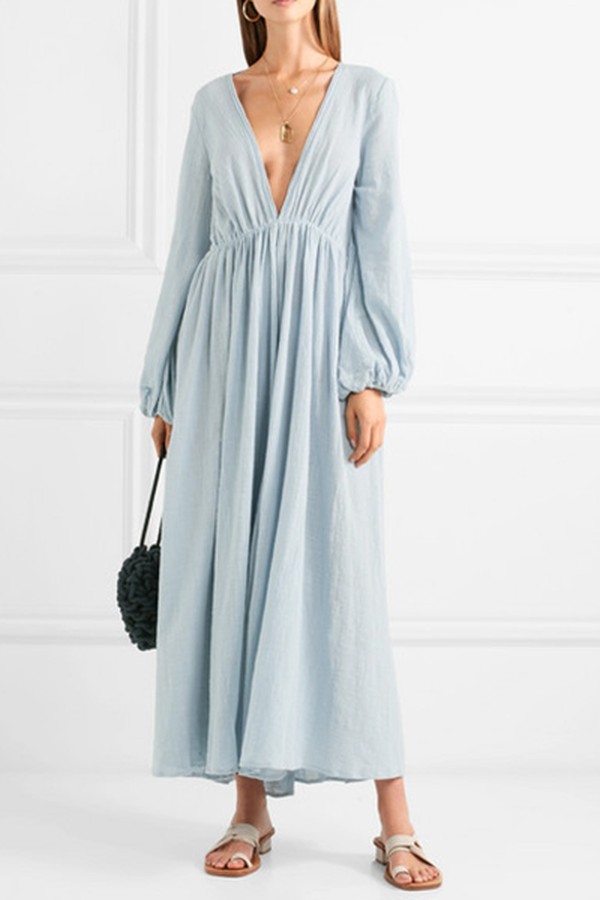 Gathered Cotton-Gauze Maxi Dress from Kalita