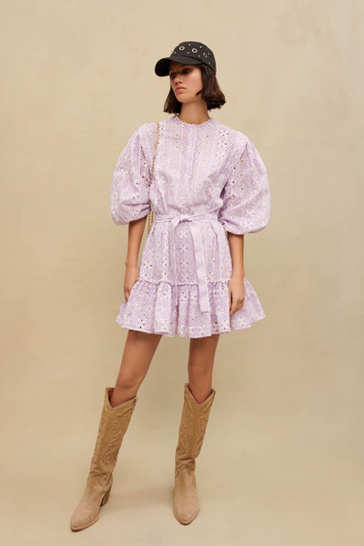 Embroidered Cotton Mini Dress from Maje