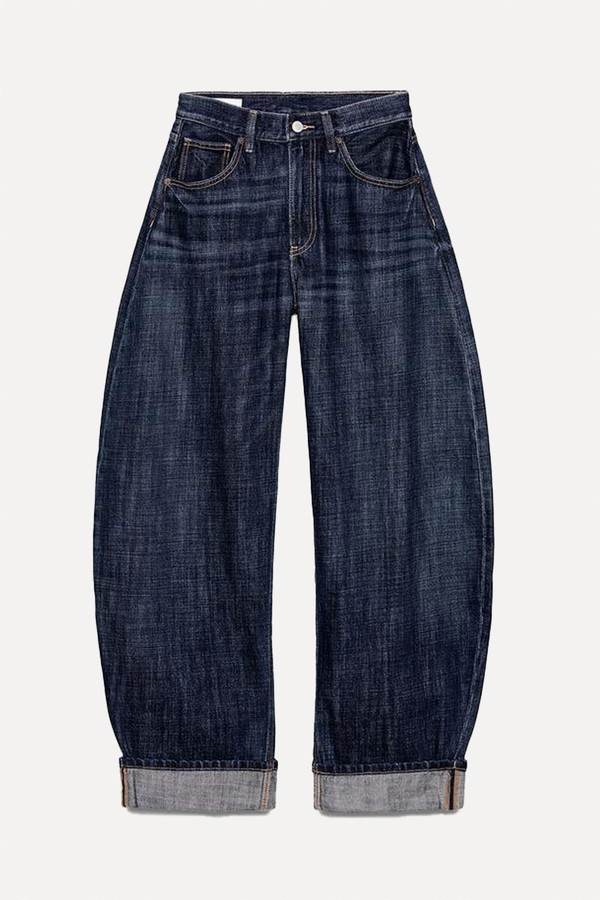 TRF Barrel Folded Mid-Rise Jeans