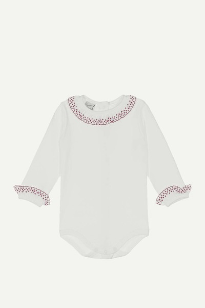 Embroidered Ruffle Collar Bodysuit  from Babidu