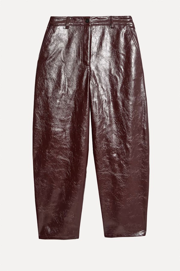 Leather Look Barrel Leg Trousers from Marks & Spencer