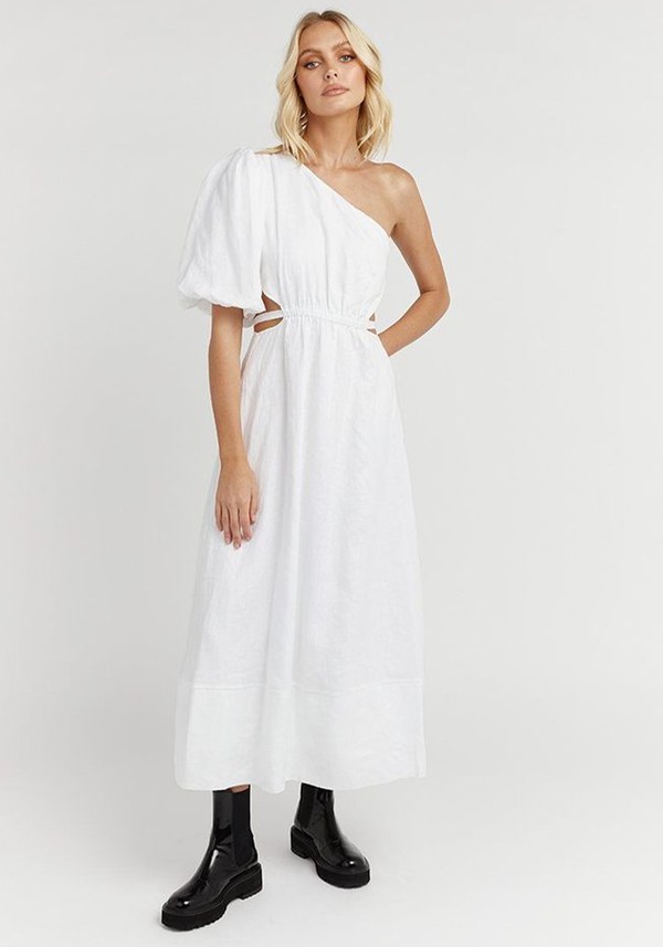 Bennett White Linen Midi Dress