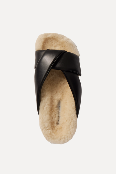 Shearling-Lined Leather Slides from Emma Parsons