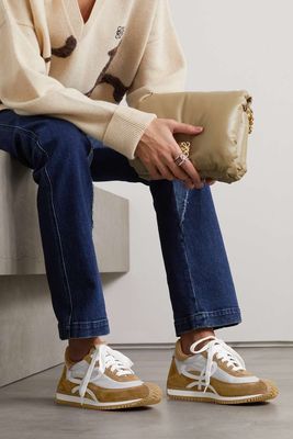 Flow Logo-Appliquéd Leather-Trimmed Shell & Suede Sneakers from Loewe