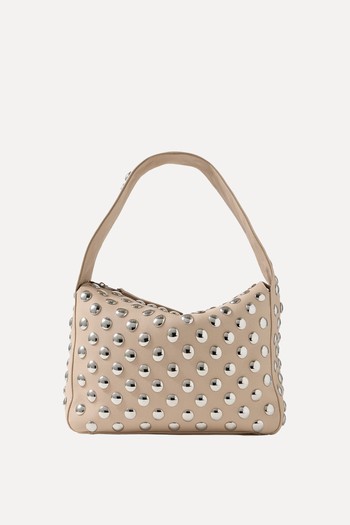 Elena Large Studded Textured-Leather Shoulder Bag from Khaite