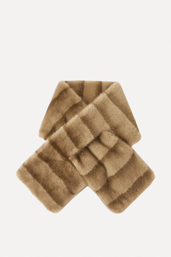 Stripe Faux Fur Stole Scarf from  Accessorize