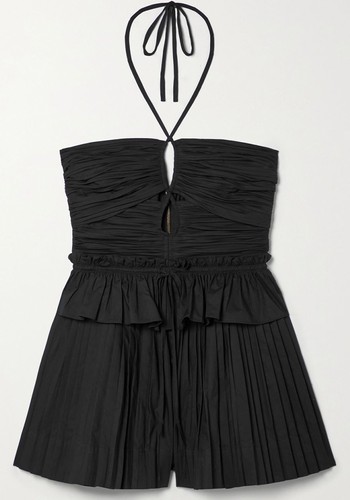 Isidro Cutout Pleated Cotton-Poplin Halterneck Playsuit from Ulla Johnson