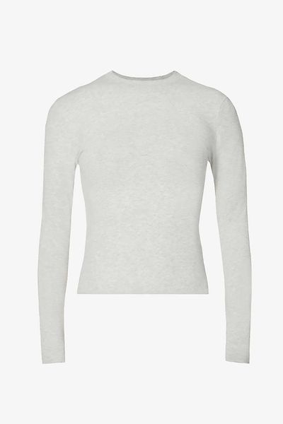 Round-Neck Long-Sleeve Stretch-Cotton Jersey Top from Skims