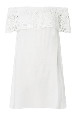 White Broderie Bardot Dress